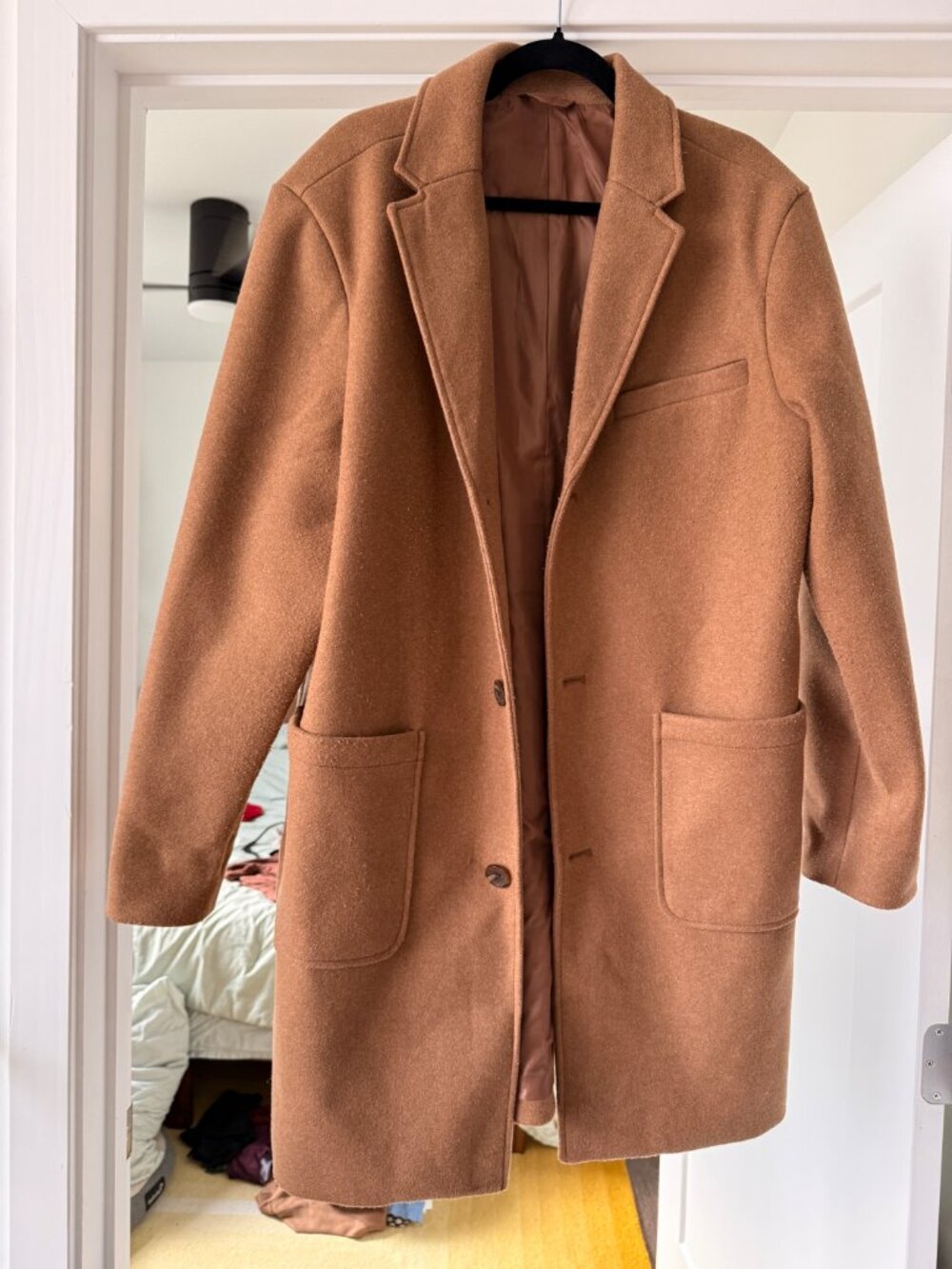Old Navy camel coat with patch pockets, size L